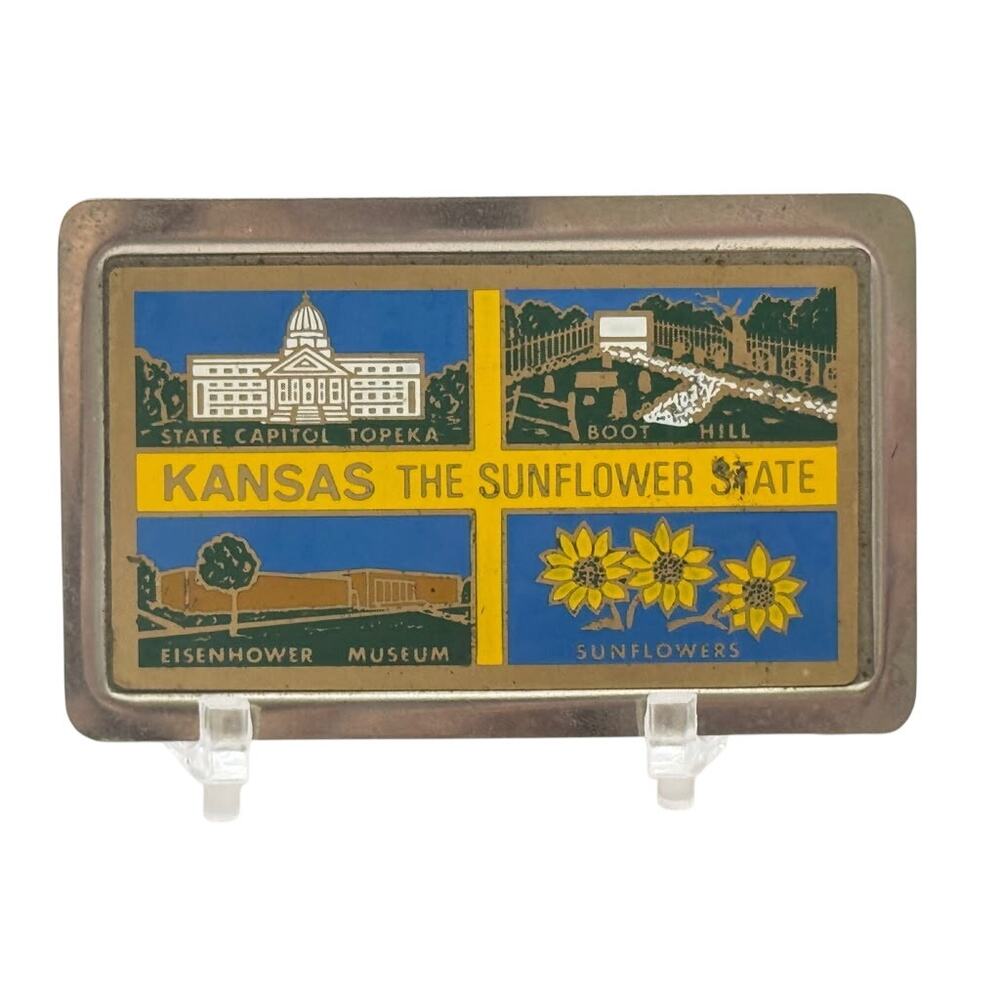 Kansas The Sunflower State State Souvenir Belt Buckle